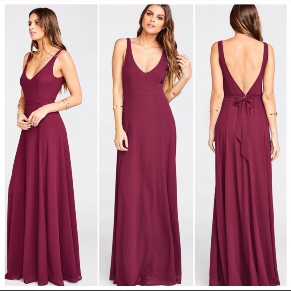 Show Me Your MuMu Jenn Formal Bridesmaid Maxi Dress Merlot Small Prom Party NEW